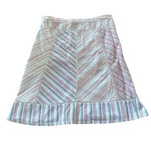 IPSA Anthropologie Striped Cotton A-Line Skirt - Multi-Color - Size 6